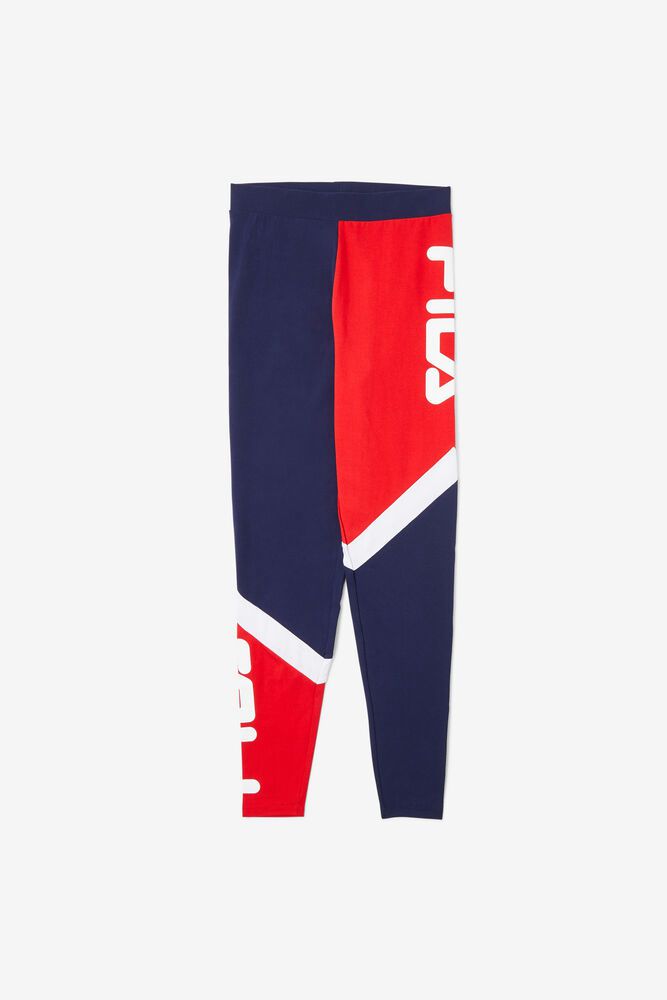 Fila Legging Dame Marineblå/Rød/Hvite Sia Høy Rise 408697-JEP